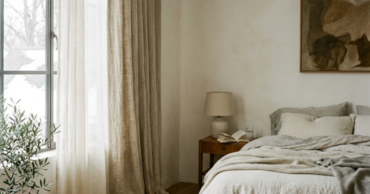 Doubles rideaux sur mesure — voile et rideau épais superposés, habillage fenêtre chambre à coucher