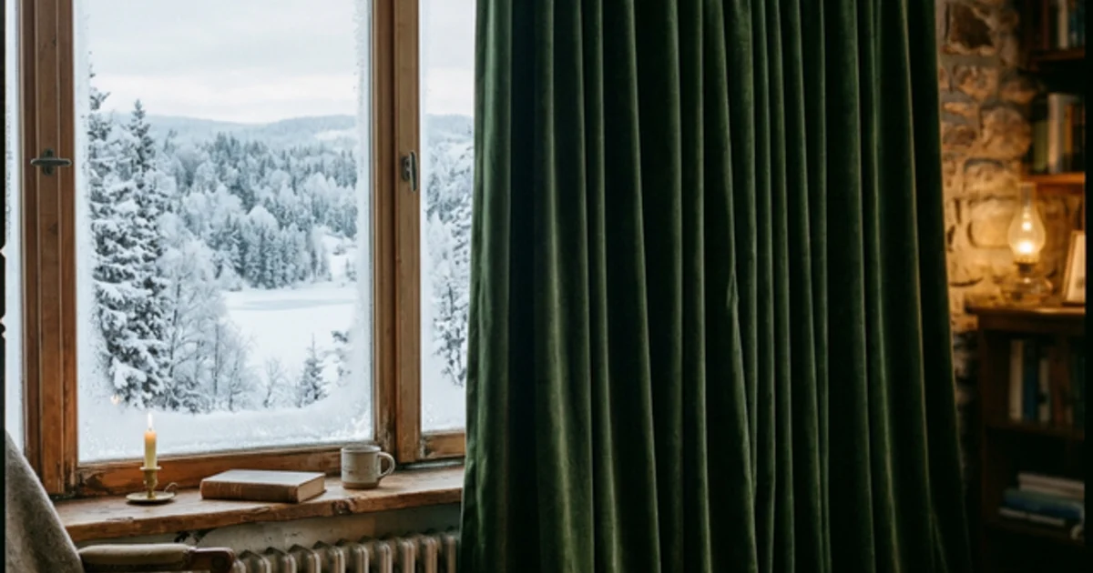 Thermal lined curtains for winter window insulation — custom made in Sherbrooke, Quebec