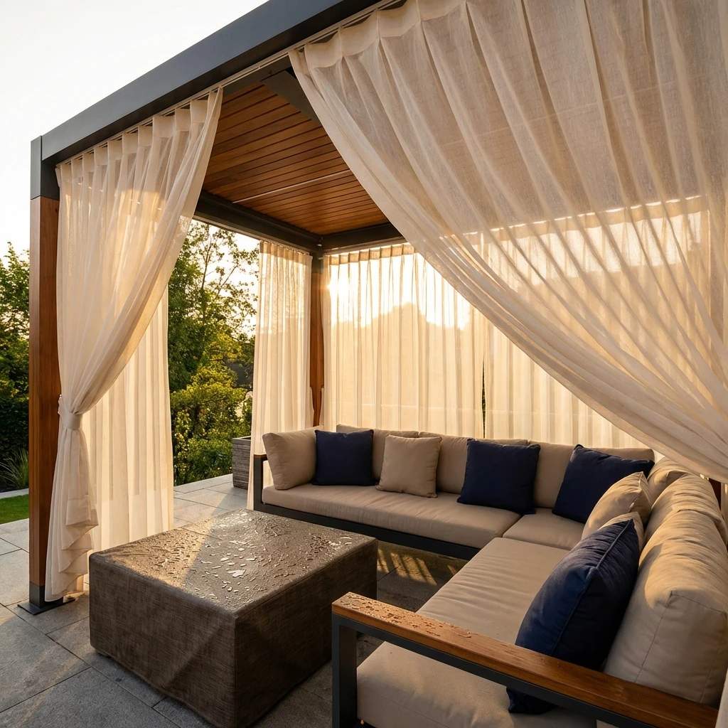 Rideaux et habillage de fenêtre pour terrasse
